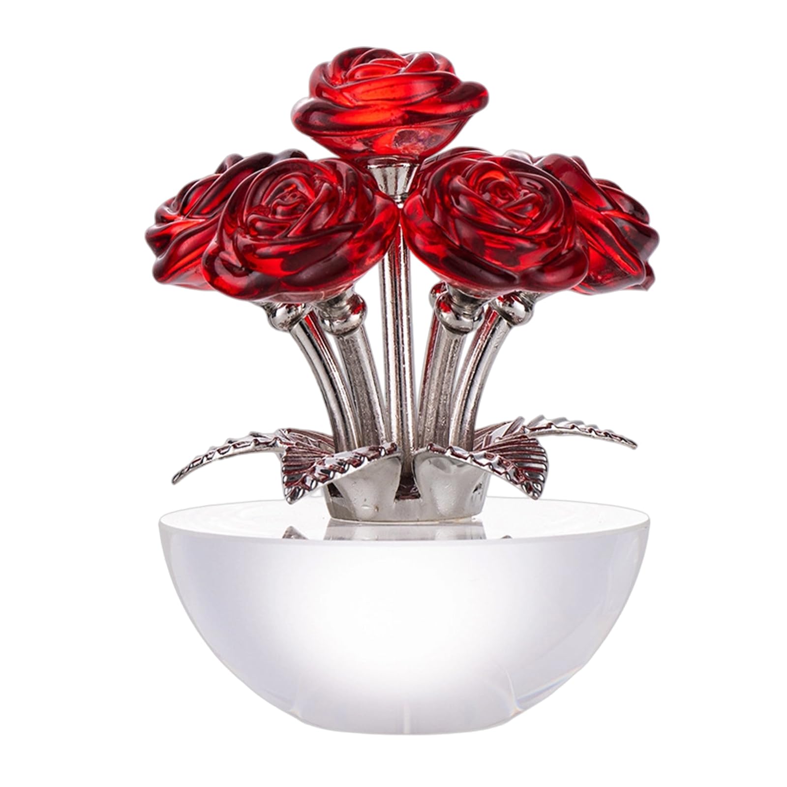 Nucelit Lovely Glass Rose Ornament Sophisticated Addition Sphere Crystal Ornament Realistic Detail Enhances Your Interior Charm Artificial Glass Flower