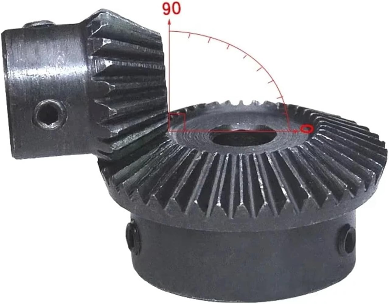 1:2 Bevel Gear 1.5m 15T/20T Teeth 45#Steel Bore 5-20mm 90 Degrees 1Pcs(6mm,15 Teeth)