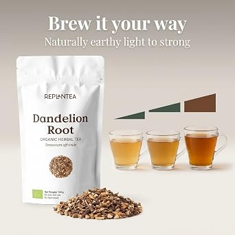 Dandelion Root Tea Organic 100g (50 Cups) | Pure Dried Dandelion Root, Cut & Sifted for Tea or Infusion | Caffeine-Free Organic Dandelion Tea & Coffee Alternative | Taraxacum officinale | REPLANTEA