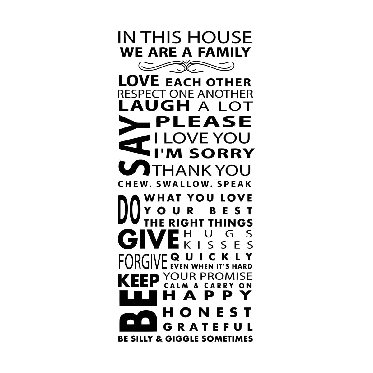 Lzhouting Wall Stickers 2415 In This House Family Quote Wall Sticker Home Family Rules Vinyl Wall Decal Love Each Other Quote Wall Poster Home Decor Small - 25X57cm