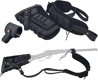 Leather Cartridge Sling with Buttstock Ammo Holder for Rifles .30-06, 45-70, 308, 410GA - OXPANG