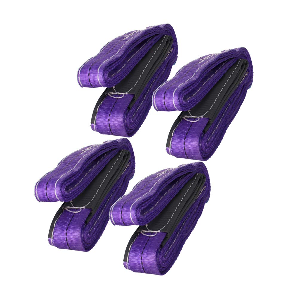 MroMax Cinghia di sollevamento 3 cm x 9,25 m, cinghie di sollevamento fino a 2021 kg, per edilizia, movimenti, rimorchi, sollevamenti, attrezzi da lavoro, viola, 4 pezzi