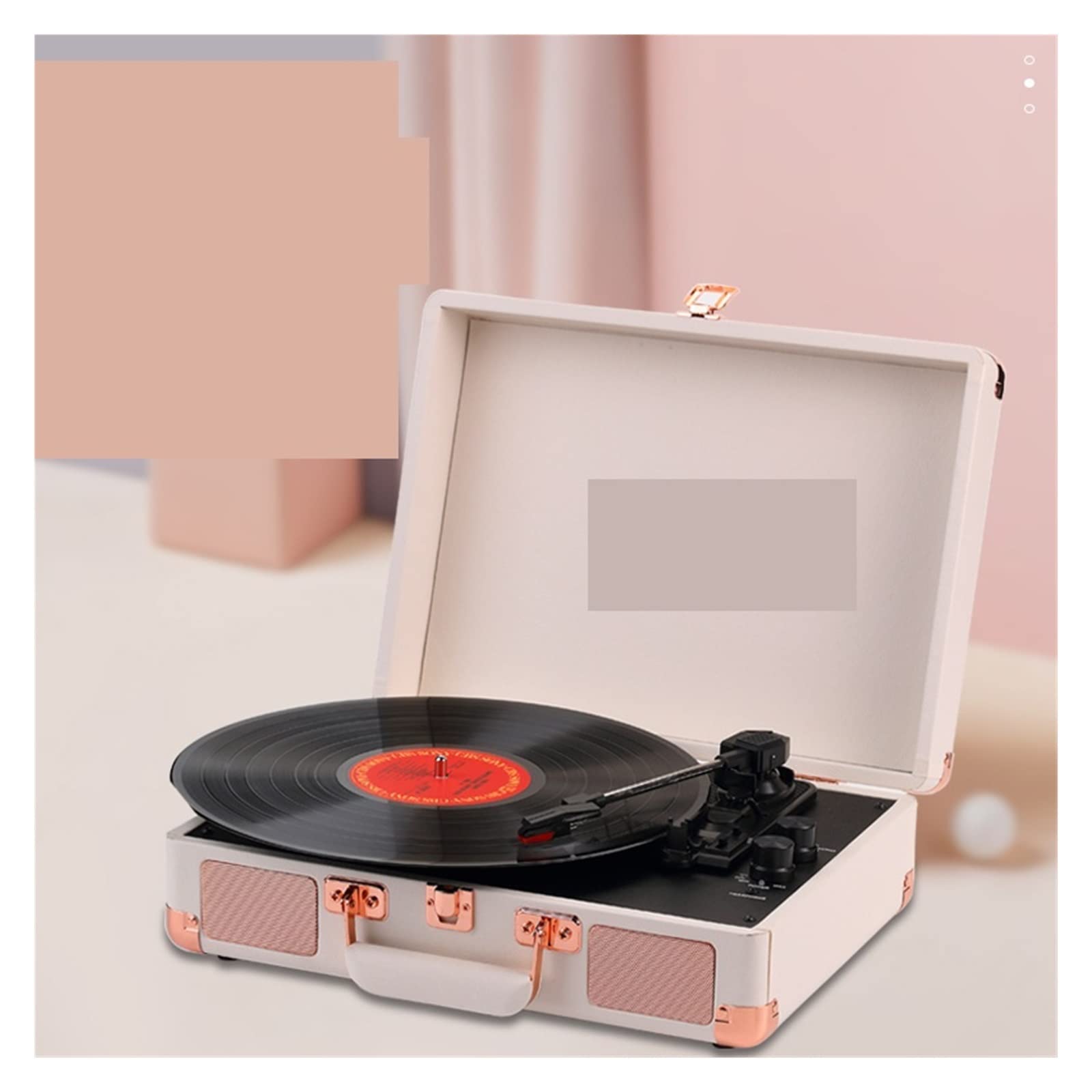 Amazon | ローズゴールドライチ粒ヴィンテージ蓄音機ポータブル