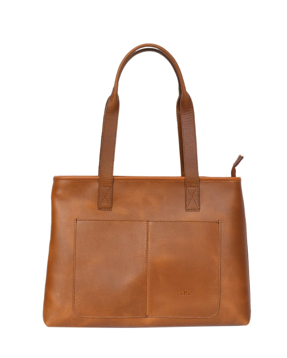 Celtic Women's Genuine Leather Tote Bag | Stylish Tan Shoulder Handbag with Mobile Compartment for Everyday Use, Perfect for Casual Outings