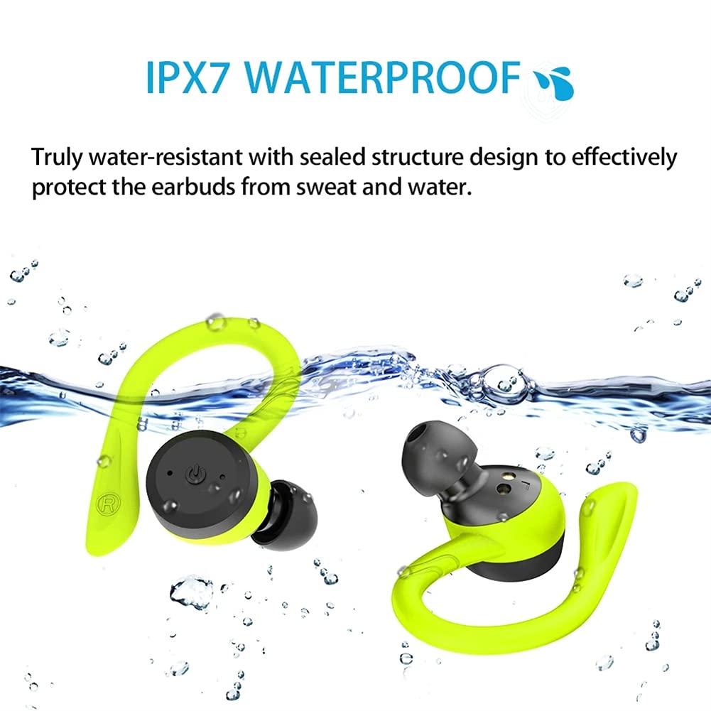 Cuffie Bluetooth con Microfono, Cuffie Wireless con Riduzione del Rumore, IPX7 Impermeabile, Auricolari Stereo Hi-Fi, per L'allenamento in Palestra,Rosa