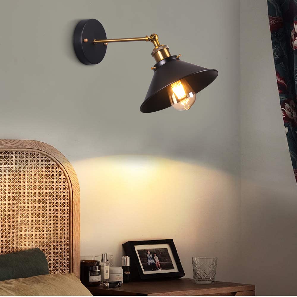 Applique Murale en Métal Rétro Éclairage Industriel Suspension Luminaire Plafonnier Plafonnier E27 Pour Café Loft Cuisine Bar Restaurant Porche Allée Noir (Lot de 2)