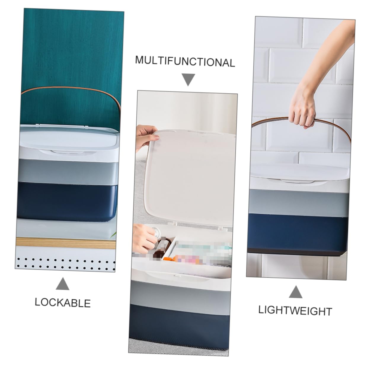 KOMBIUDA Botiquín De Emergencia para Hogar Kit De Primeros Auxilios Cerradura Multicapa Almacenamiento De Ligero y Resistente