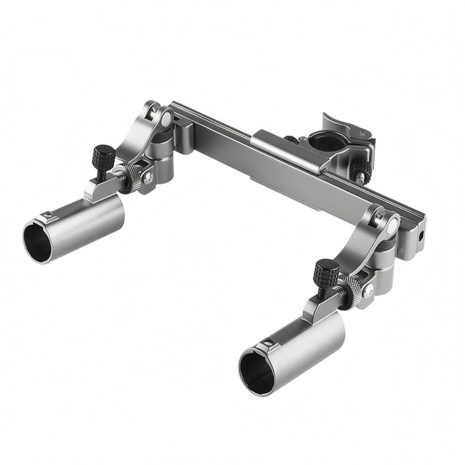 Soporte Montaje para Caña de Pescar Doble de Aluminio con Rotación 360 Grados Ajustable Universal para Tubos de 2.2 a 2.7 Cm Adecuado para Pesca de Banco