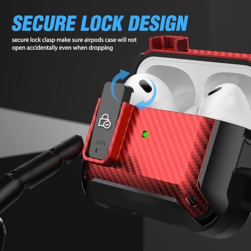 Miniatura 10 de Valkit Funda compatible con Airpods Pro de 21 generación con kit de limpieza, funda militar para AirPod Pro 2 con cerradura y cordón, funda
