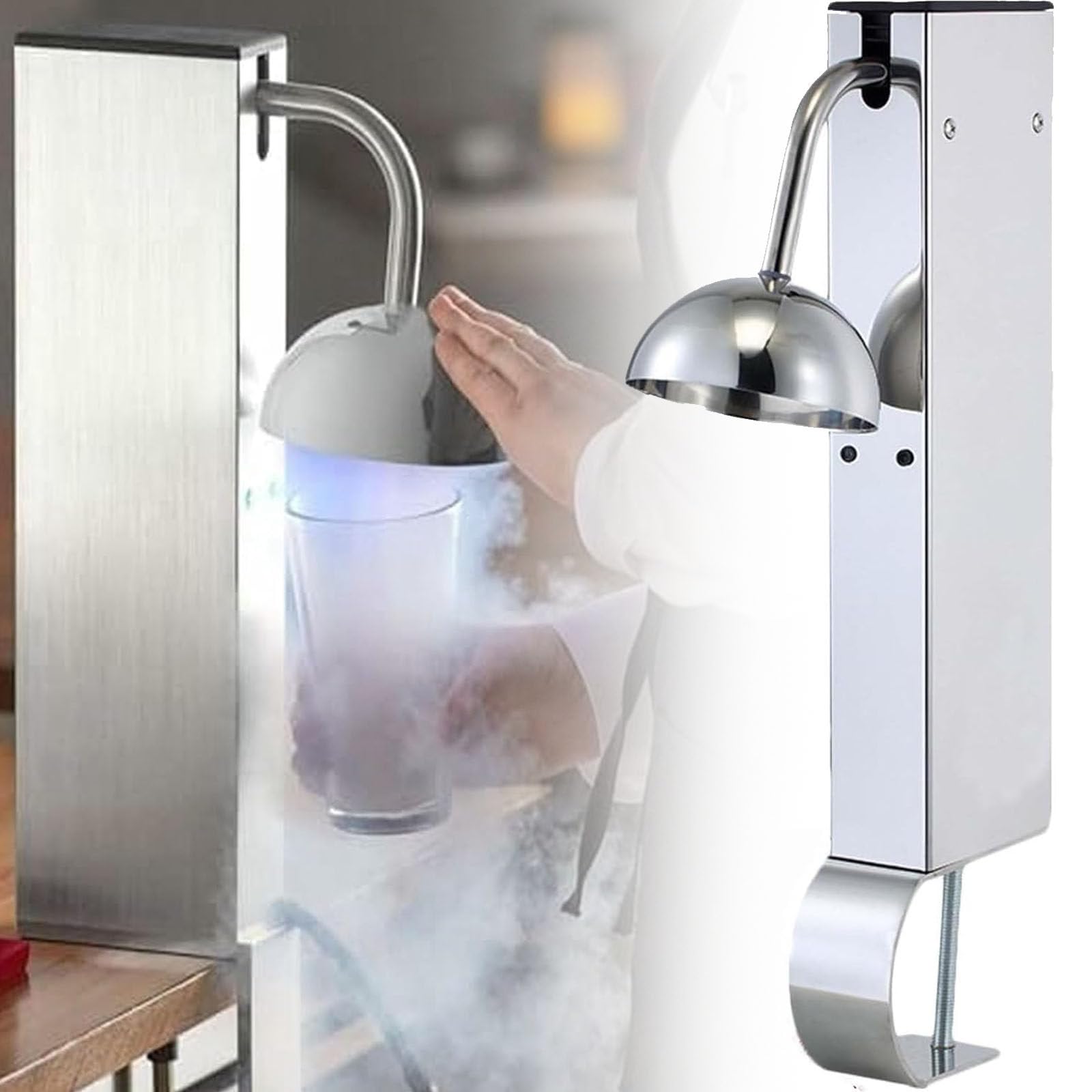 Macchina Refrigeratrice per Bicchieri Whisky CO₂,Brinatore Istantaneo per Bicchieri Birra E Cocktail,Montaggio su Bancone,Acciaio Inox,per Congelare Istantaneamente I Bicchieri,Bar