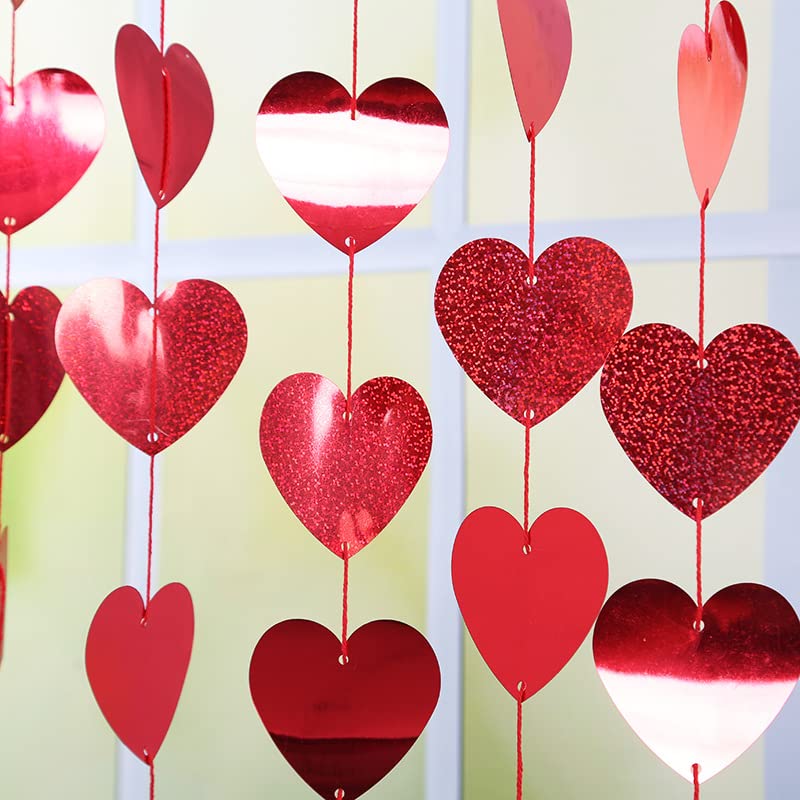 Valentinstag Herz-Girlande – 12 M Rote Doppelherz-Banner Mit Glitzer – Schneidbar & Fertig Montiert – Für Hochzeit, Babyparty, Verlobung & Mehr Valentinstag Herz-Girlande – 12 M Rote Doppelherz-Banner Mit Glitzer – Schneidbar & Fertig Montiert – Für Hochzeit, Babyparty, Verlobung & Mehr