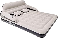 Vista 8 de Colchón de aire corto tamaño Queen Cama inflable con respaldo y almohadas, sofá cama inflable