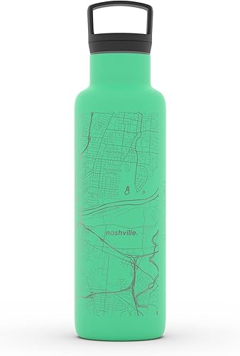 Miniatura 47 de Well Told Botella de agua aislada con mapa de Washington DC grabado, botella de acero inoxidable grabada (21 onzas, blanco) botella aislada de mapa