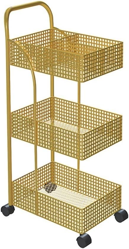 Scandinavian Iron Shelves Bedroom Kitchen Metal Removable Bathroom Storage Rack with Wheels Trolley