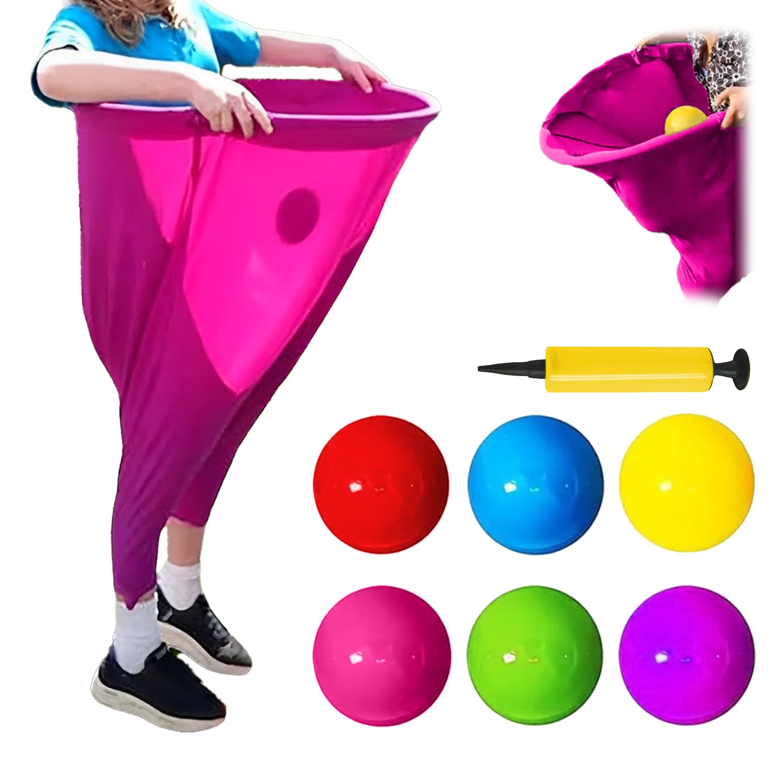 Granny Pants Yard Game Set, Granny Pants Game with Air Pump and 6 Bouncy Balls, Recreational Tossing Giant Pants Outdoor Games for Family Party and Reunions