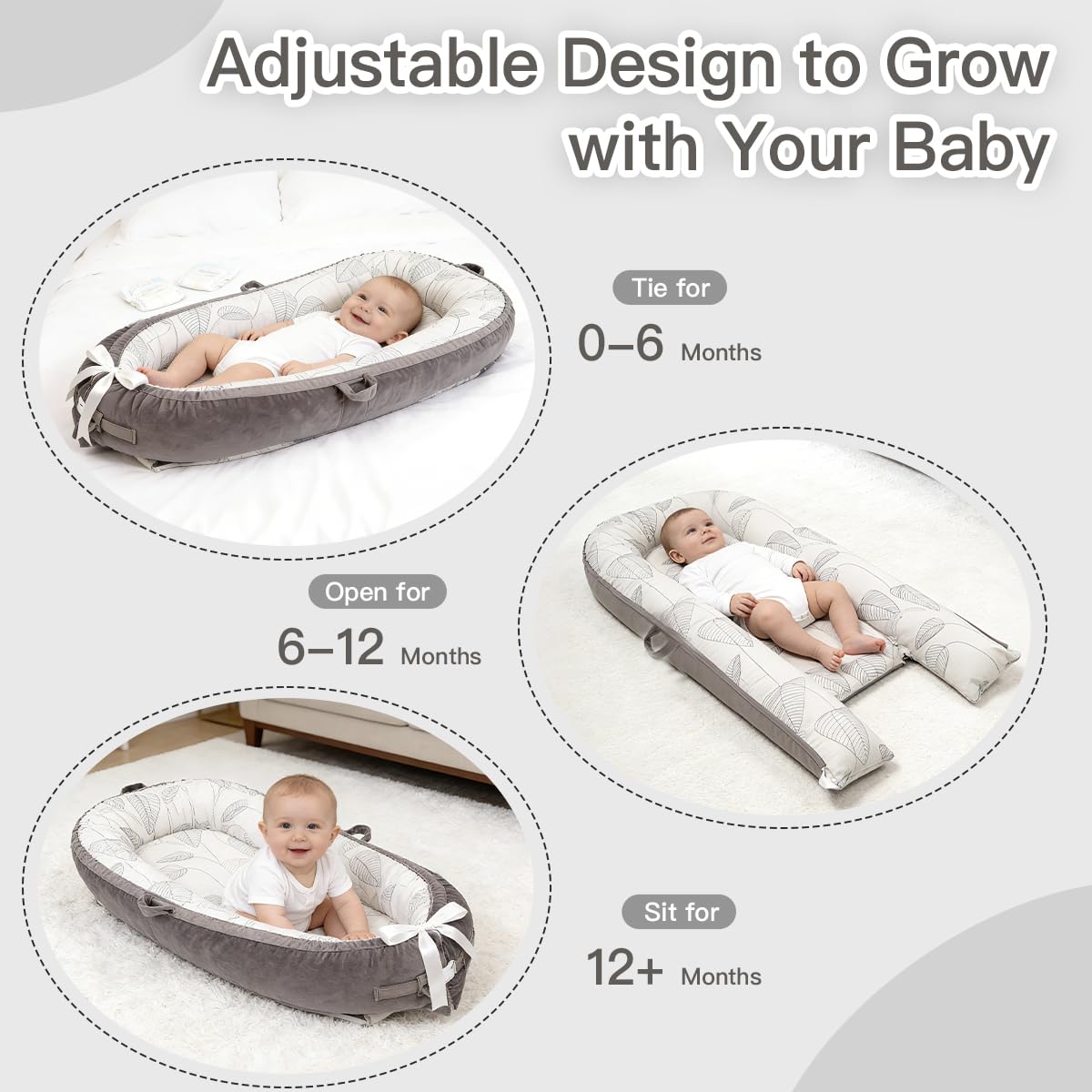 Organic Cotton Baby Lounger – Reversible, Portable, Soft & Breathable with Washable Cover | Perfect for Awake-Time Use Only - Little Leaves