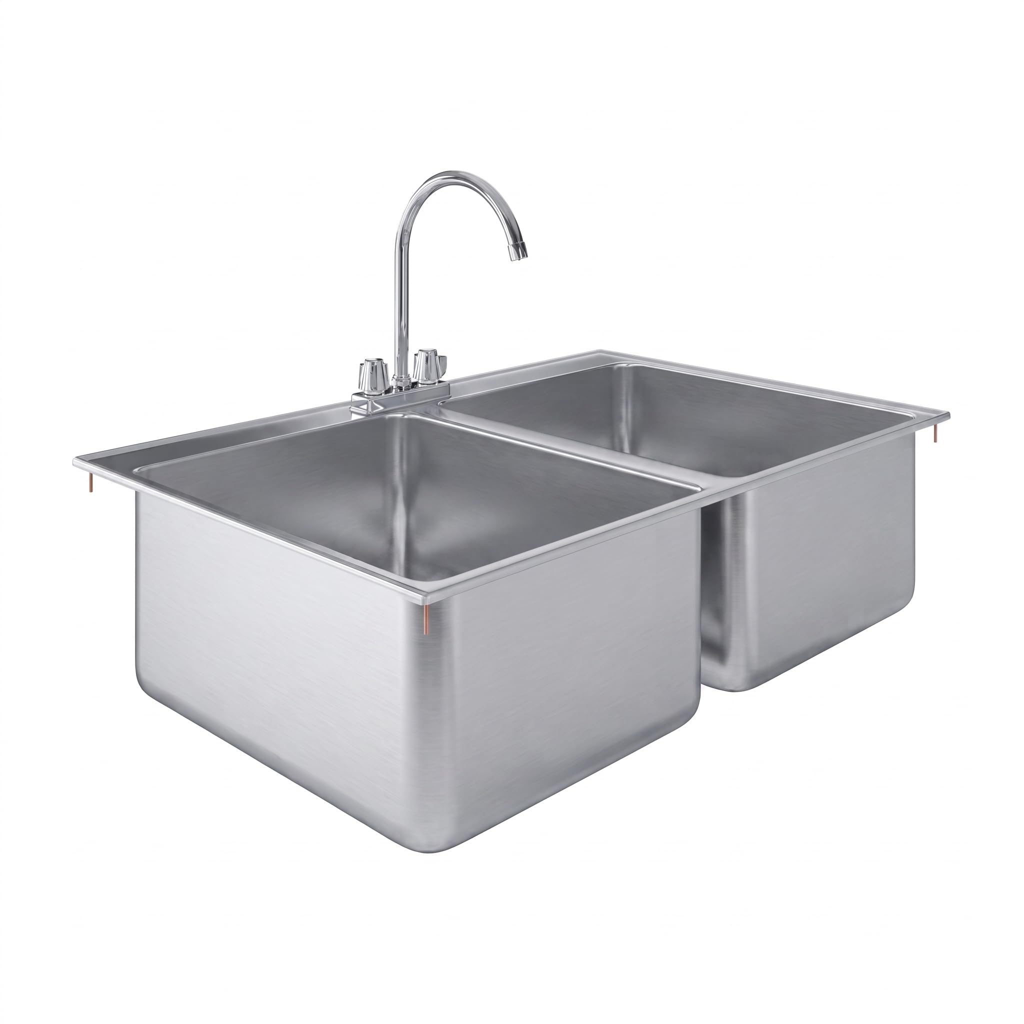 AmGood 2 Compartment Drop-In Sink - 36 x 24 in. Overall, 16 x 20 x 10 in. Bowls - NSF 18-Gauge 304 Stainless Steel Self-Rimming 2 Bay Sink | Bar, Food Truck &amp; Concession (Faucet Included)