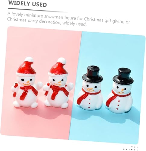 Miniatura 6 de ARTIBETTER 40 piezas de mini muñecos de nieve estatuas de sombreros negros y rojos de fibra óptica muñeco de nieve decoraciones para fiesta de