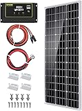 Topsolar Solar Panel Kit 100 Watt 12 Volt Monocrystalline Off Grid System for Homes RV Boat + 30A 12V/24V Solar Charge Controller +Solar Cables + Z-Bracket for Mounting 100W