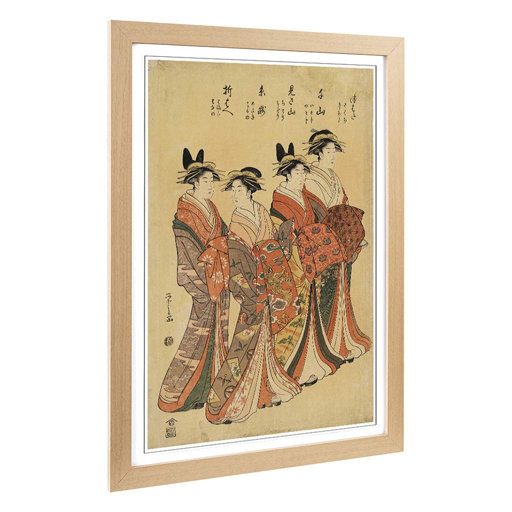 Big Box Art Framed Print of The Courtesans Japanese Oriental Design | Wall Art Picture | Home Decor for Kitchen, Living Room, Bedroom, Hallway, Oak, A2 / 24.5x18 Inch / 62x45cm