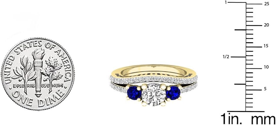 Dazzlingrock Collection 14K 5.5 MM Round Gemstone And Diamond Ladies Engagement Ring Set, Yellow Gold