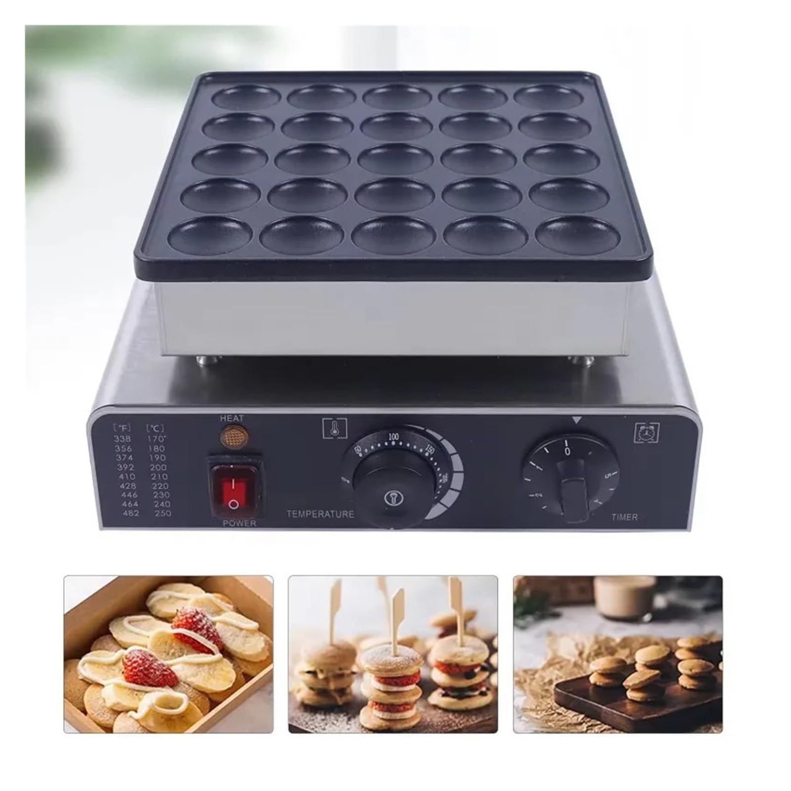 Mini Máquina For Hacer Panqueques, Muffins Y Waffles, Multifunción, Con 25 Placas Calefactoras Dobles, Comercial, For Dorayaki Calentamiento Uniforme Y RáPido