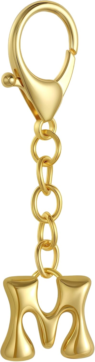 Bubble Gold Letter Bag Charms for Women, Cute Initial Keychain for Handbags, Purse Charms Valentines Day Gifts