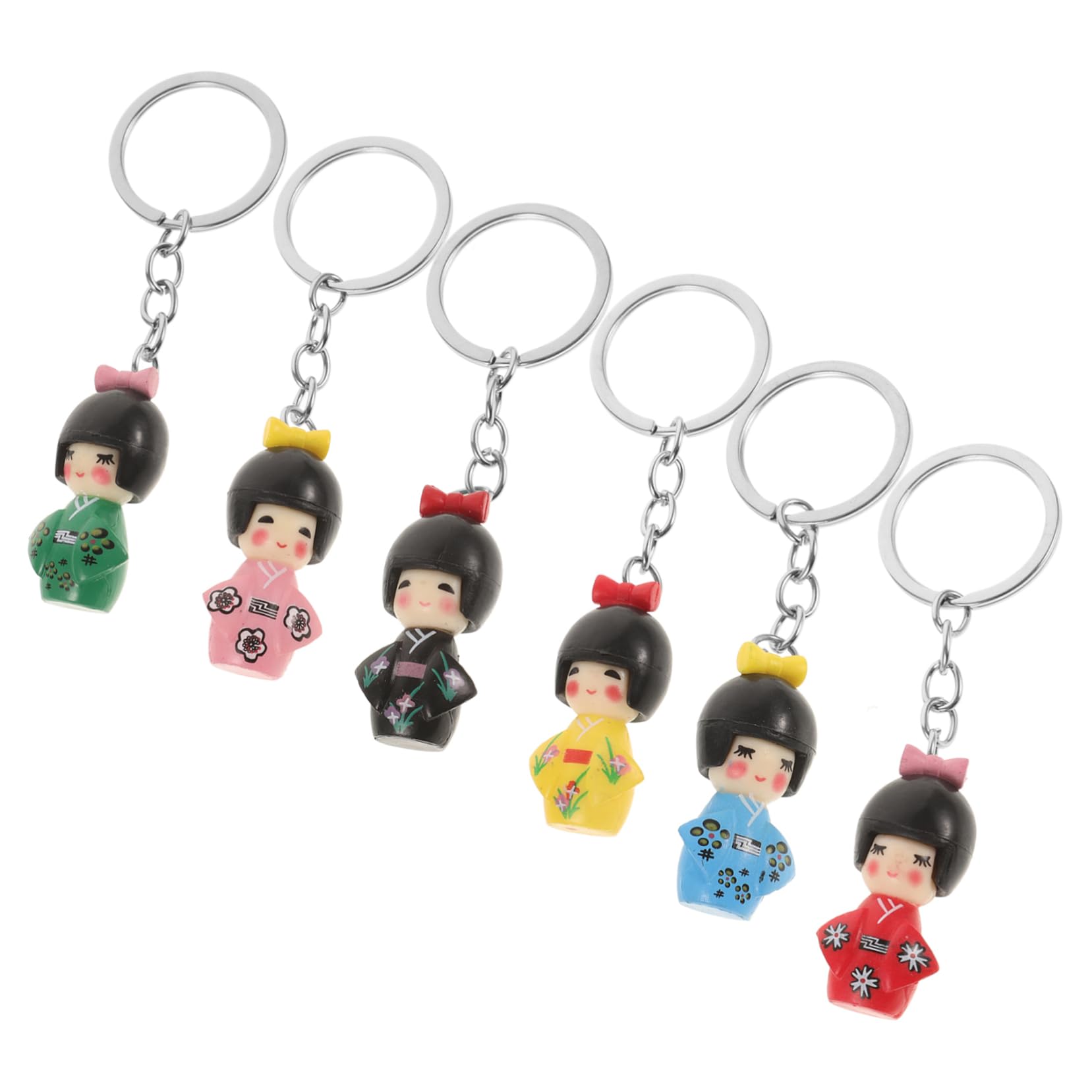 Cabilock 18piezas Llaveros De Muñeca De Kimono Accesorios De Dibujos Animados Para Bolsos y Llaves De Festival Decoración Japonesa