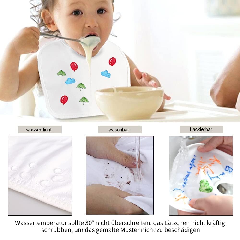 Faburo Pack of 12 Bibs for Painting Baby Bibs (18 x 18 cm) for Baby Shower Games Decoration, Gifts, or Gender Reveal - Image 4