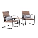 Outdoor Wicker Patio Conversation Bistro Set, All-Weather Rattan Patio Furniture Set with Table & Pillows, Metal Frame Outdoor Sectional Sofa for Patio, Balcony, Backyard