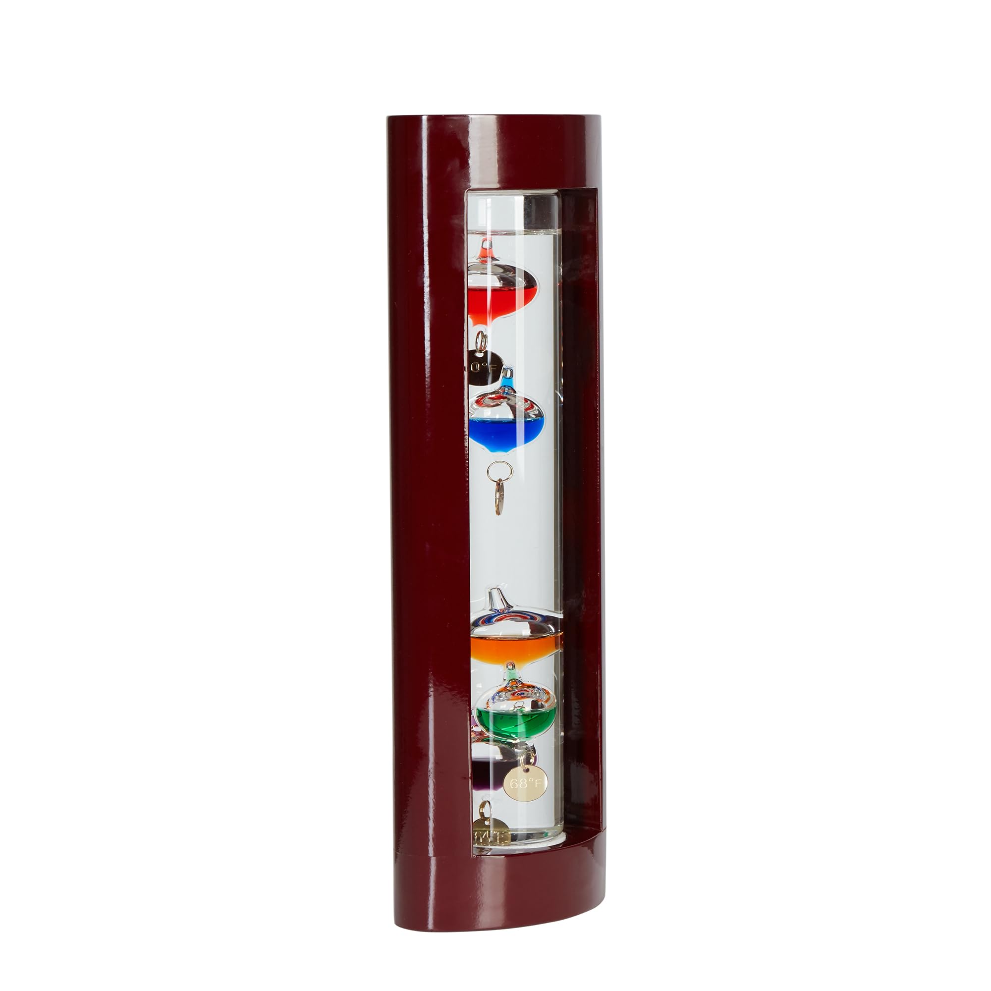 Galileo-Thermometer mit Holzrahmen und 5 farbigen Kugeln von 64ºF bis 80ºF, Galileo-Thermometer, wunderschönes Geschenk für Familie oder Freunde, Geschenk für Zuhause, Büro, Innen- und Außendekoration