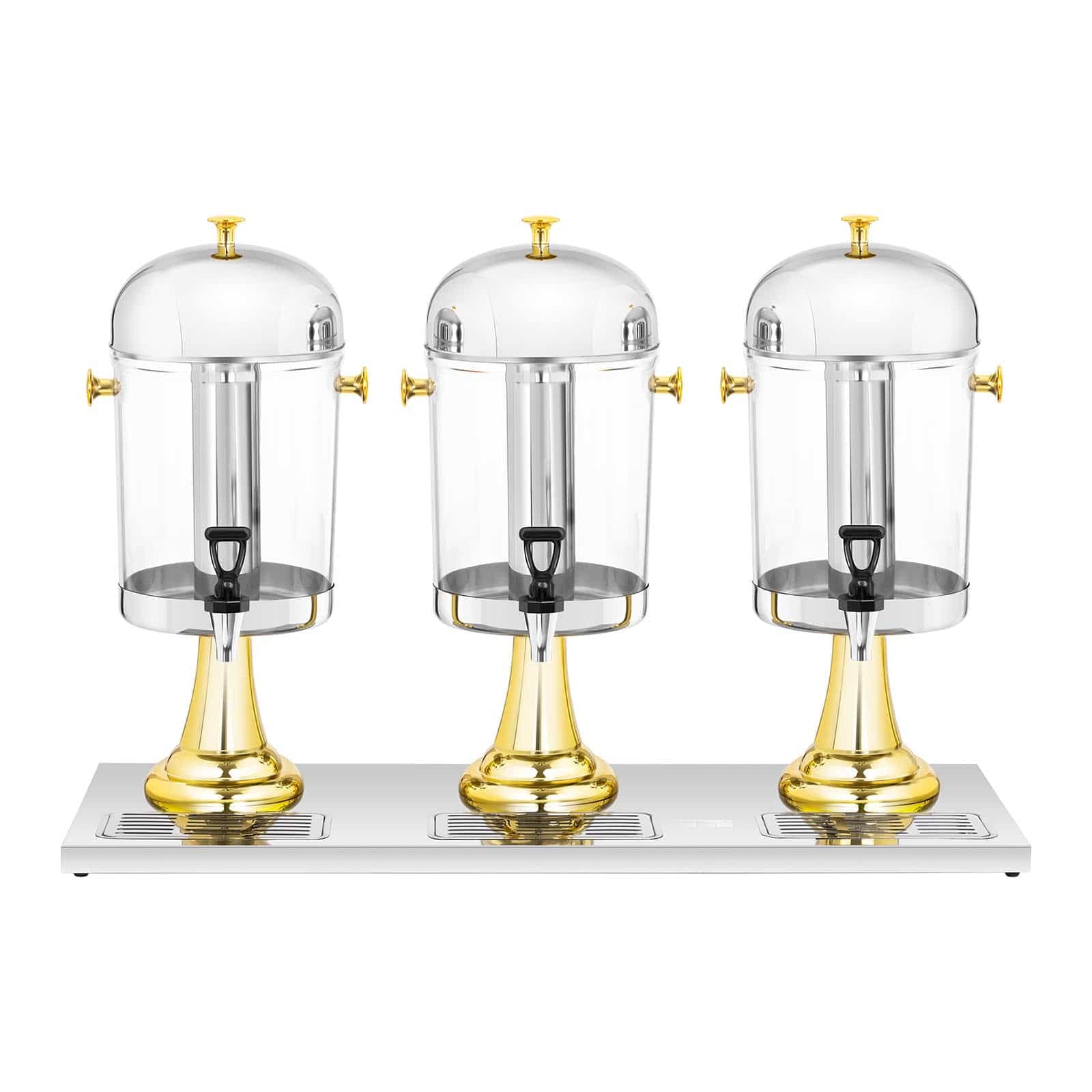 Royal Catering Dispensador De Zumo y Bebidas Frías RCSD-3G (Plástico y acero inoxidable, Capacidad: 3 x 8 L, Contenedores: Ø 22 cm, Sistema de enfriamiento)
