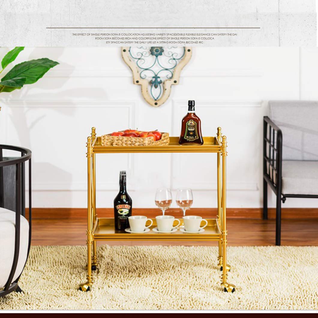 SYTH Carro de Cocina,Barra de Servicio de Comedor,Carrito de té,Estante de Almacenamiento de Equipo rodante,carros de Servicio de 2 Niveles,para la decoración de la Sala de Estar