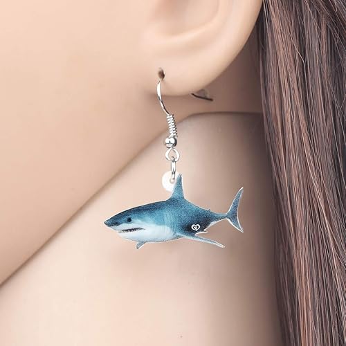 Miniatura 2 de DOWAY Aretes de acrílico lindos con diseño de tiburón, diseño de animales marinos, decoración de joyas, regalos para mujeres