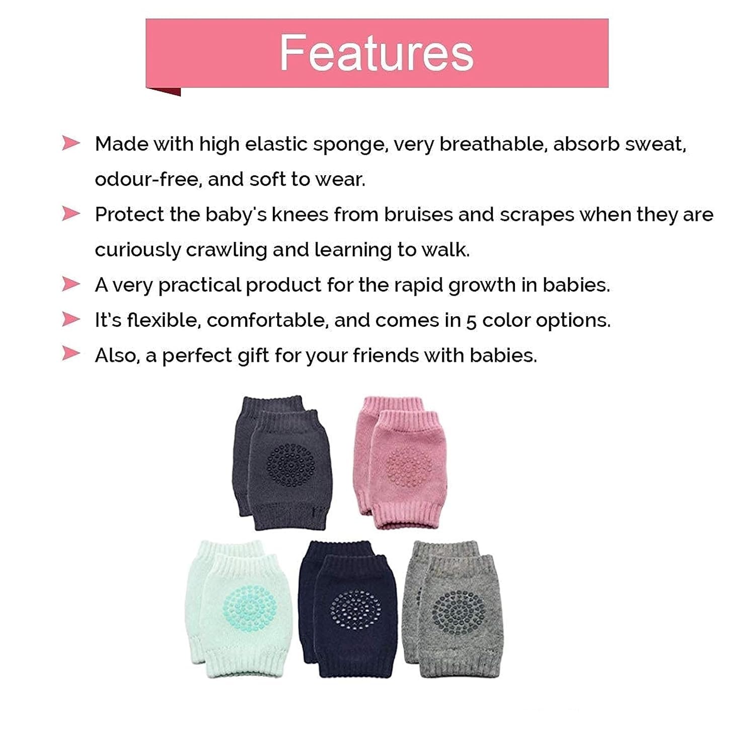 COTSON ;lasting wear in every pair Baby Knee & Elbow Pads β 3 Pairs Crawling Protector Cushions, Soft Safety Pads & Leg Warmers for Infants & Toddlers (Multicolor) 1