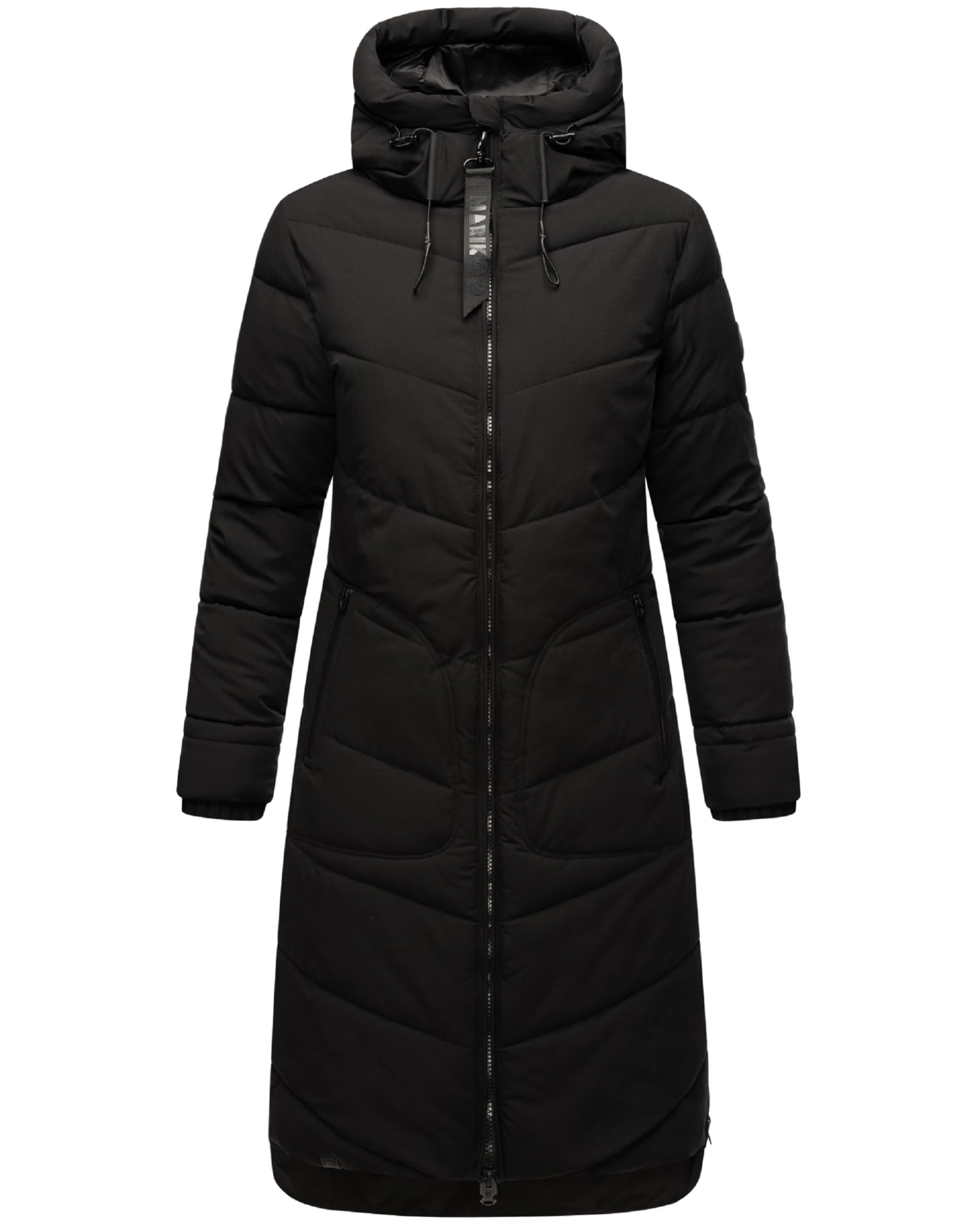 Marikoo Women's Black Benikoo Long Winter Coat Quilted Coat With Key Ring Xs - 5XL, Xs