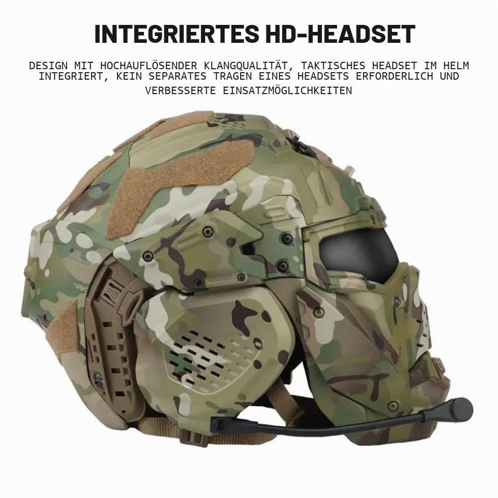 ACEXIER Taktischer Sturmhelm II mit Maske Headset Anti-Fog Fan Militärjagd Airsofthelm CS Paintball Vollgesichtsschutzausrüstung
