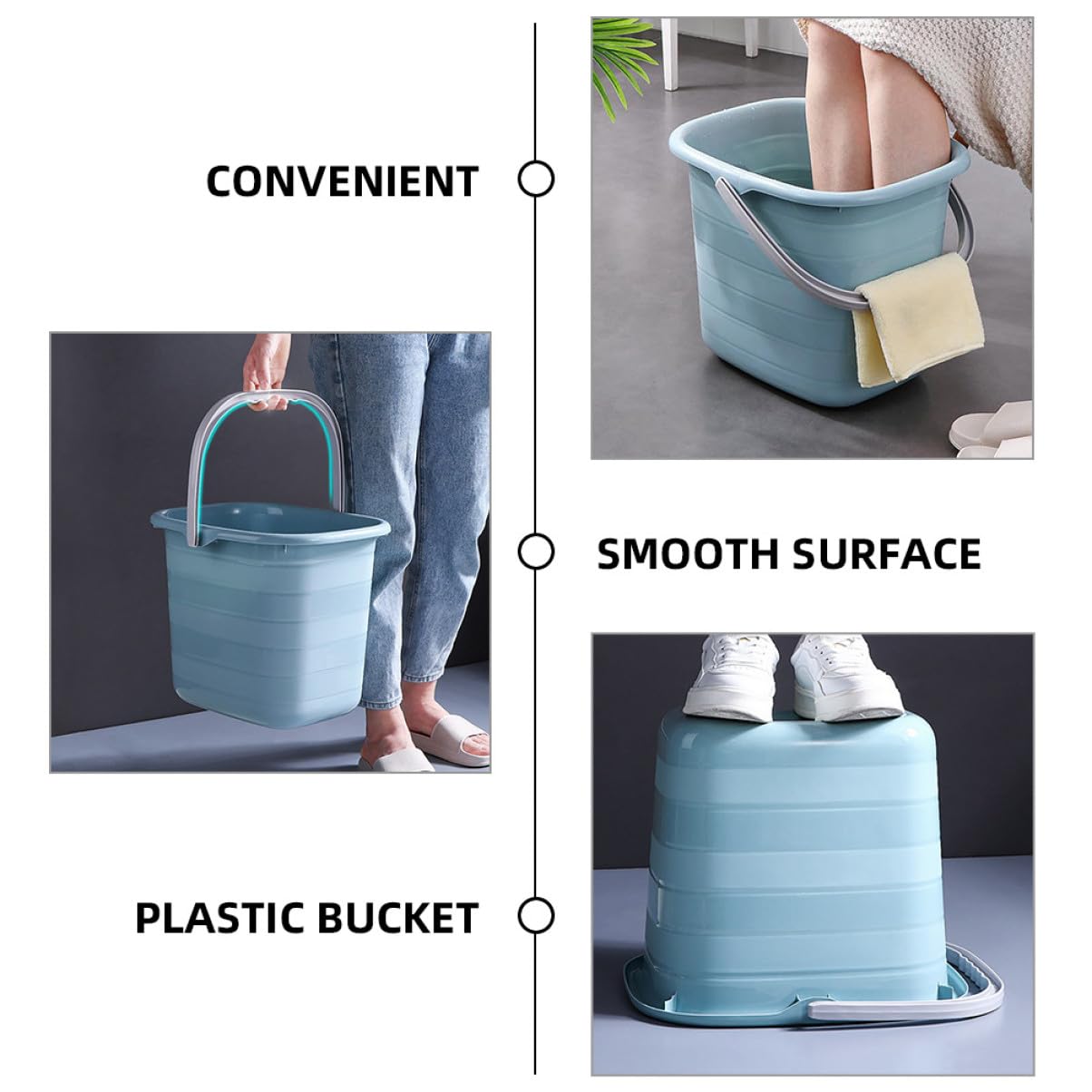 Secchio in Plastica Manico per Acqua, Uso Domestico