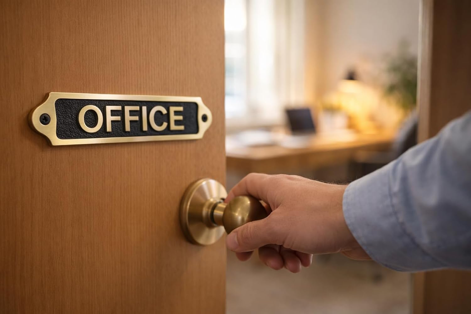 OFFICE Brass with Black Door Sign Plaque | Metal Wall Mounted Office Name Plate with Screws | Classic Professional Room Signage for Home Business Clinic | 22 x 5 cm | OFFICE
