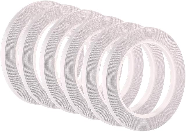 FEPITO 6 Rolls Double Sided Tape Self-Adhesive Tape for Sewing, Crafts, Handwork, 6mm x 25 Meters Each Roll