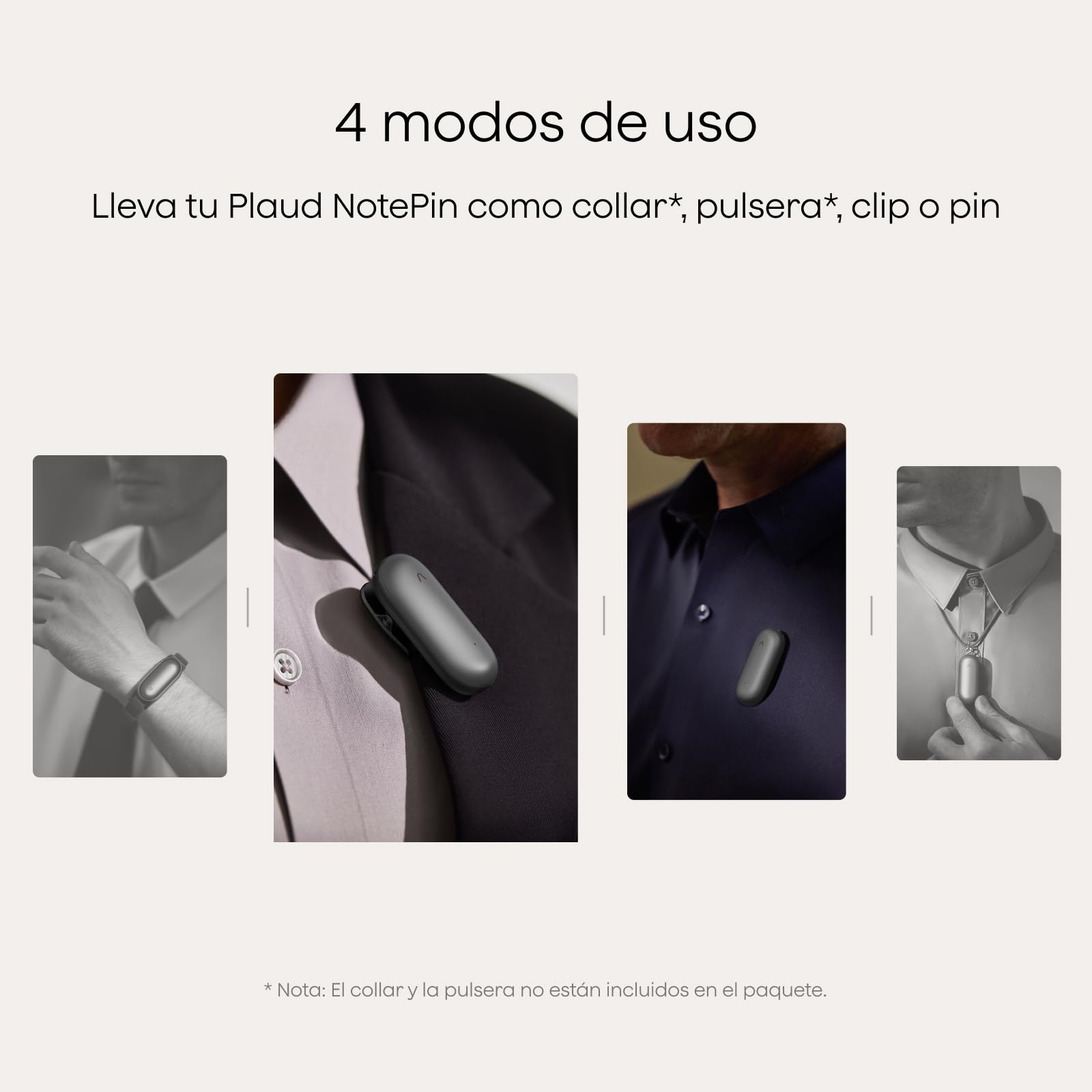 Plaud NotePin Grabadora de Voz con IA, Control por App para Tomar Notas, transcripción y Resumen con IA, soporta 112 Idiomas, 64 GB, para conferencias, reuniones, Teams, Gris Cósmico