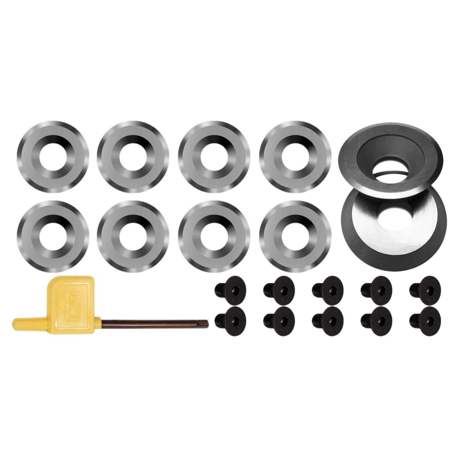 1 Set Round Carbide Inserts Negative Rake Cutters, DIY Lathe Woodturning Tools Replacement Blades 30 Degree(16x3mm)