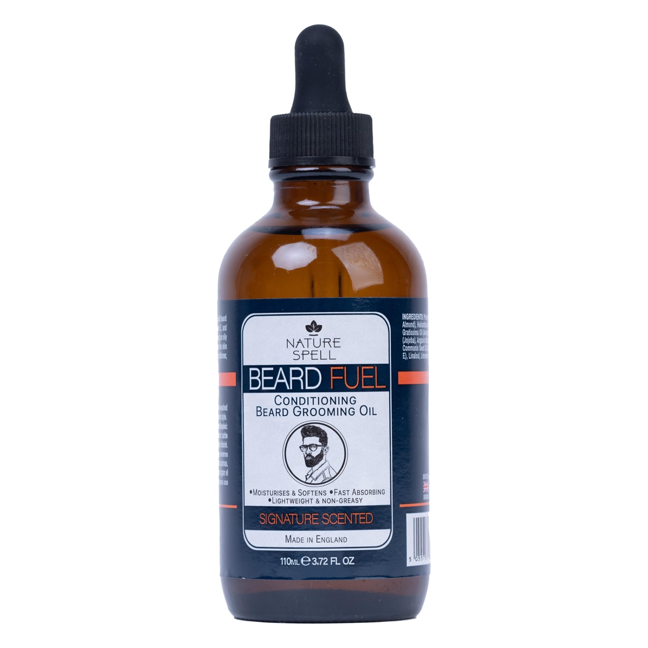 Beard Growth Oil for Men, Promotes Thicker, Fuller Facial Hair, With Argan, Jojoba & Castor Oils, Vegan, 110ml