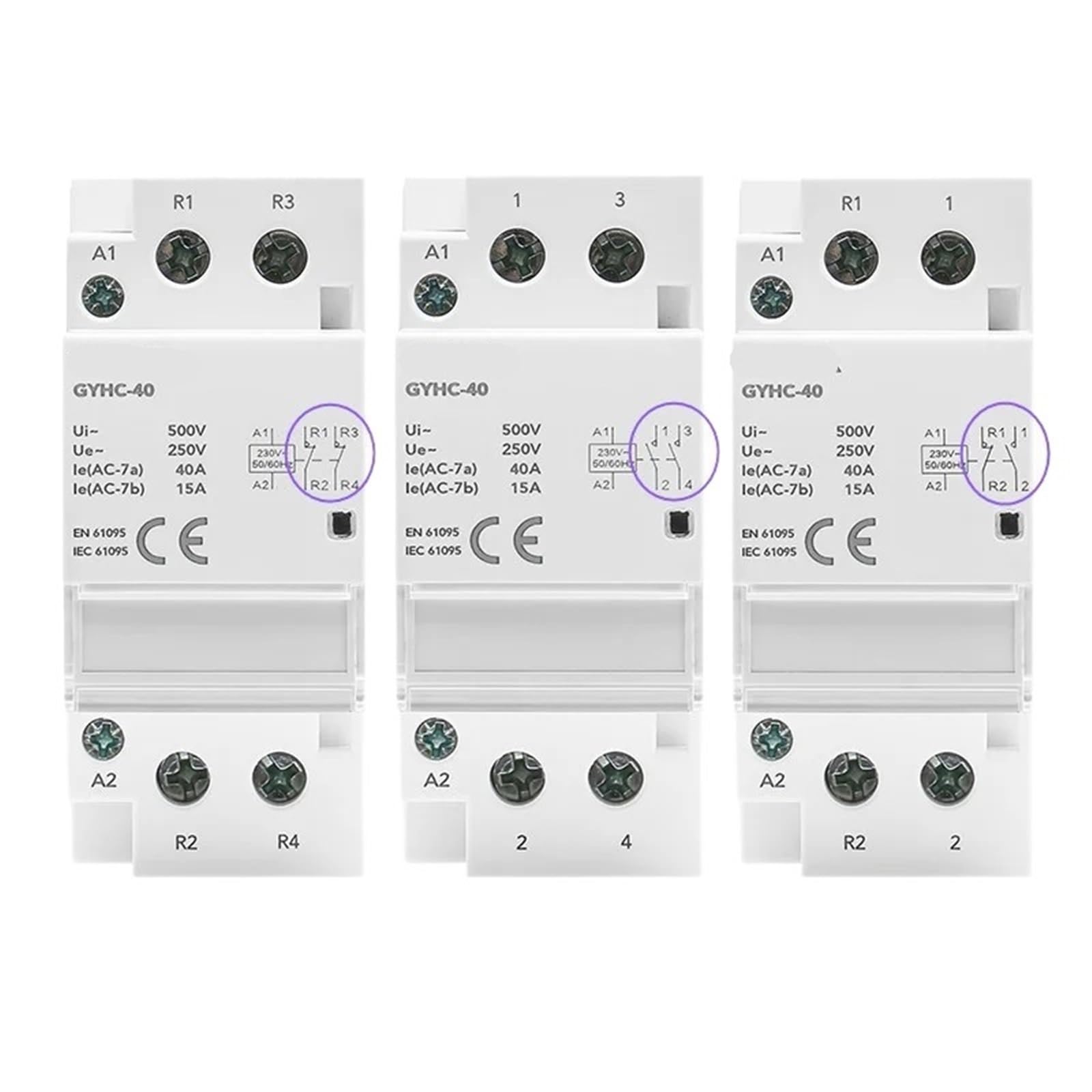 RCGKNNMUZ Din Rail AC Contactor 2P 40A 63A 2NO 2NC 1NO1NC Contactor 1Pcs(2P 40A 2NO)
