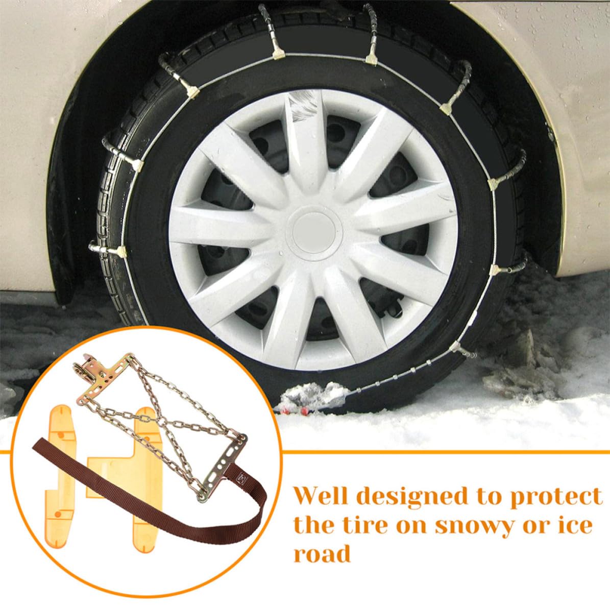 Cadenas de Nieve Antideslizantes de Acero Reforzado 2 Piezas para Coche Instalación Fácil para Terrenos Desafiantes y Nieve