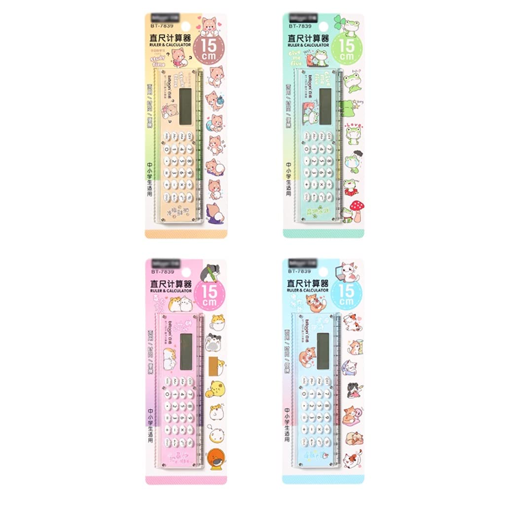 Calcolatrice da tavolo, calcolatrice da ufficio, calcolatrici Calcolatrice mini righello Righello carino da 5,9 pollici e metrico da 15 cm con funzioni di base Calcolatrice multifunzione da scrivania