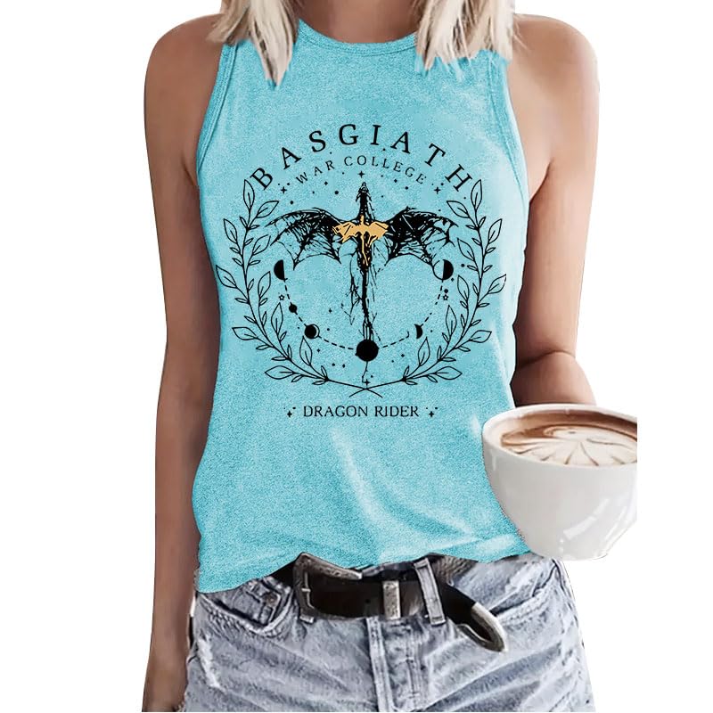 MIOJKSE Basgiath War College Tank Top for Women, Casual Fourth Wing Shirt, Tshirt Sleeveless Tee Summer Soft