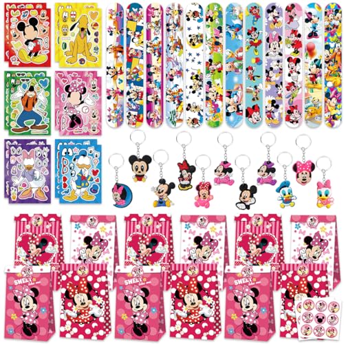 Philoctes 47 PCS Mouse Party Mitgebsel Kinder Ggeburtstag Mitgebsel - Klatschen Armband Aufkleber Mouse Schlüsselanhänger Geschenktüten Kinder Jungen Mädchen Geschenke Party Zubehör
