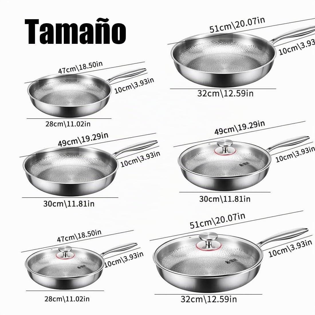 Sarten Titanio Puro, Sarten de Titanio Puro Con Tapa y Espátula, Sartén Titanios Apto Para Todo Tipo de Estufas, Súper Duradero, Resistente A Los Arañazos, Antiadherente (Sin tapa, 22cm)