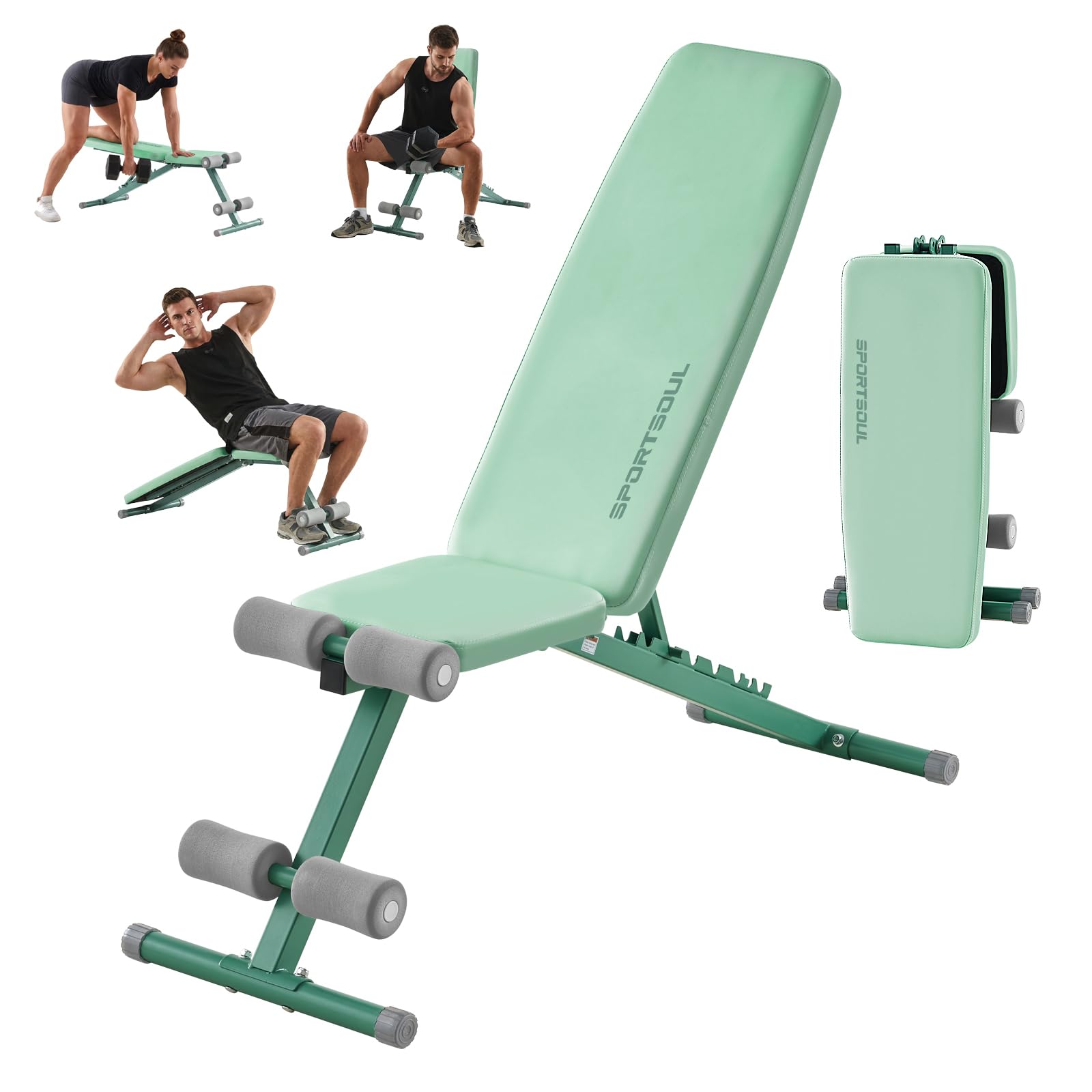 880LB Weight Bench, 8-Position Backrest Adjustable Workout Bench | Foldable Weight Bench for Home Gym Strength Training – Incline Decline Flat, Compact for Small Space Apartment Room Garage